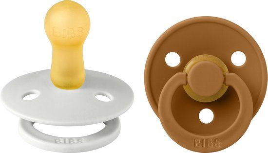 BiBS Colour Pacifier - Stage 1 - 0-6 Months - Haze / Caramel - 2 Pieces