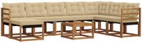 vidaXL - Hoek loungeset - Acacia hout - Natuurlijk en beige