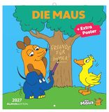 Die Maus 2027: Wandkalender 30x30 cm (30x60 cm geöffnet) mit Notizkalendarium, 12 Illustrationen und Extra Poster