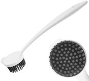 Orion Serie - Brosse à vaisselle en silicone - 22,5 cm - Manche ergonomique - Blanc et Gris
