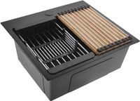 Rea - Stalen Spoelbak Met Accessoireset 3-delig Leo 50 Black Beige accessoires