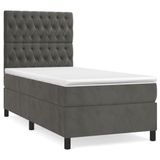 vidaXL Boxspring met matras fluweel donkergrijs 120x190 cm