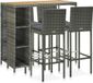 5-delige Tuinbarset met kussens poly rattan grijs