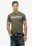 Superdry - T-shirt met Core-logo - Heren - T-shirts - S - Katoen - dark khaki