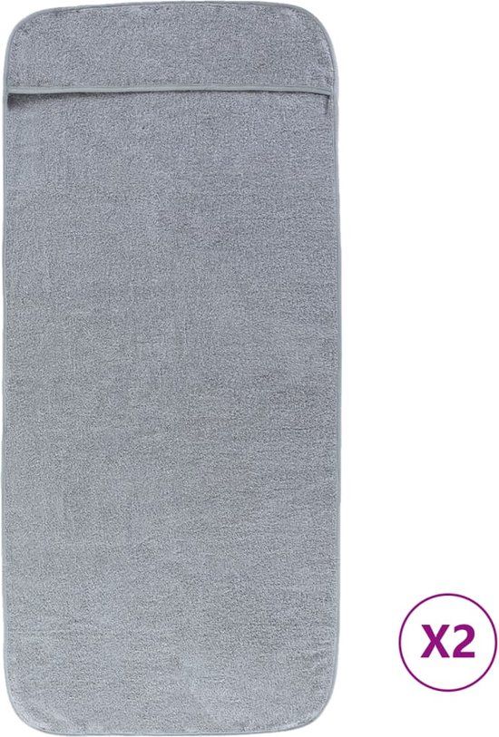 vidaXL Strandhanddoeken - 2 stuks - 60x135 cm - Katoen/Polyester - Grijs