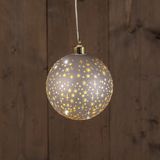 Merkloos B.O.T. Ball Glass Matt Champagne With Stars 12 cm kerstverlichting Anna's Collection