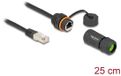 Delock Cable RJ45 plug to RJ45 jack Cat.6A for built-in with M20 thread and housing IP68 dust and waterproof 25 cm black