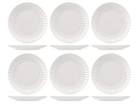 H&h Set van 6 platte borden, Lotus, wit, 27 cm
