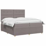 vidaXL Boxspringbed met matras, taupekleurig, 200 x 200 cm, met stoffen bekleding