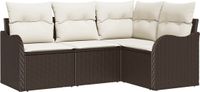 vidaXL Tuinbank - Set - Bruin - Polyrattan - 4 zitplekken
