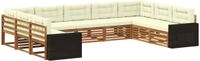 vidaXL - Buiten - bank - set - 9 - st - Natuurlijk - en - Crème - Massief - Acacia - Hout