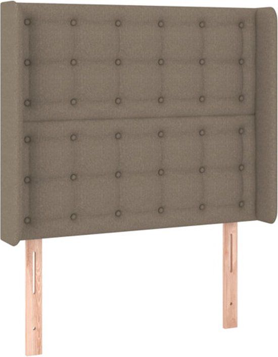 vidaXL Hoofdbord met randen 93x16x118/128 cm stof taupe