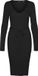 VERO MODA VMSABA RIB LS V-NECK BELT DRESS GA NOOS - Noir - M