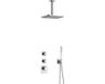 Hotbath Gal - Ensemble de douche encastrée - Chrome - 2 robinets d'arrêt - Thermostatique - Tube de plafond 15 cm - Douche de tête 220 mm - Douchette à main - V01