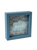 Spaarpot Wolken Spaarpot voor kinderen, 16 x 16 cm, blauwe lijst met regenboogmotief