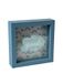 Spaarpot Wolken Spaarpot voor kinderen, 16 x 16 cm, blauwe lijst met regenboogmotief