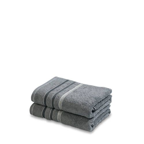 Vandyck Handdoek (set van 2) - 110x60 cm - Grijs - Katoen