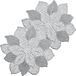 Zeller tafel placemats bloemen vorm - 4x - kunststof - 49 x 47 cm - zilver - onderleggers