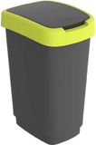 Rotho Twist - Prullenbak / Afvalbak 50L - zwart en limoengroen
