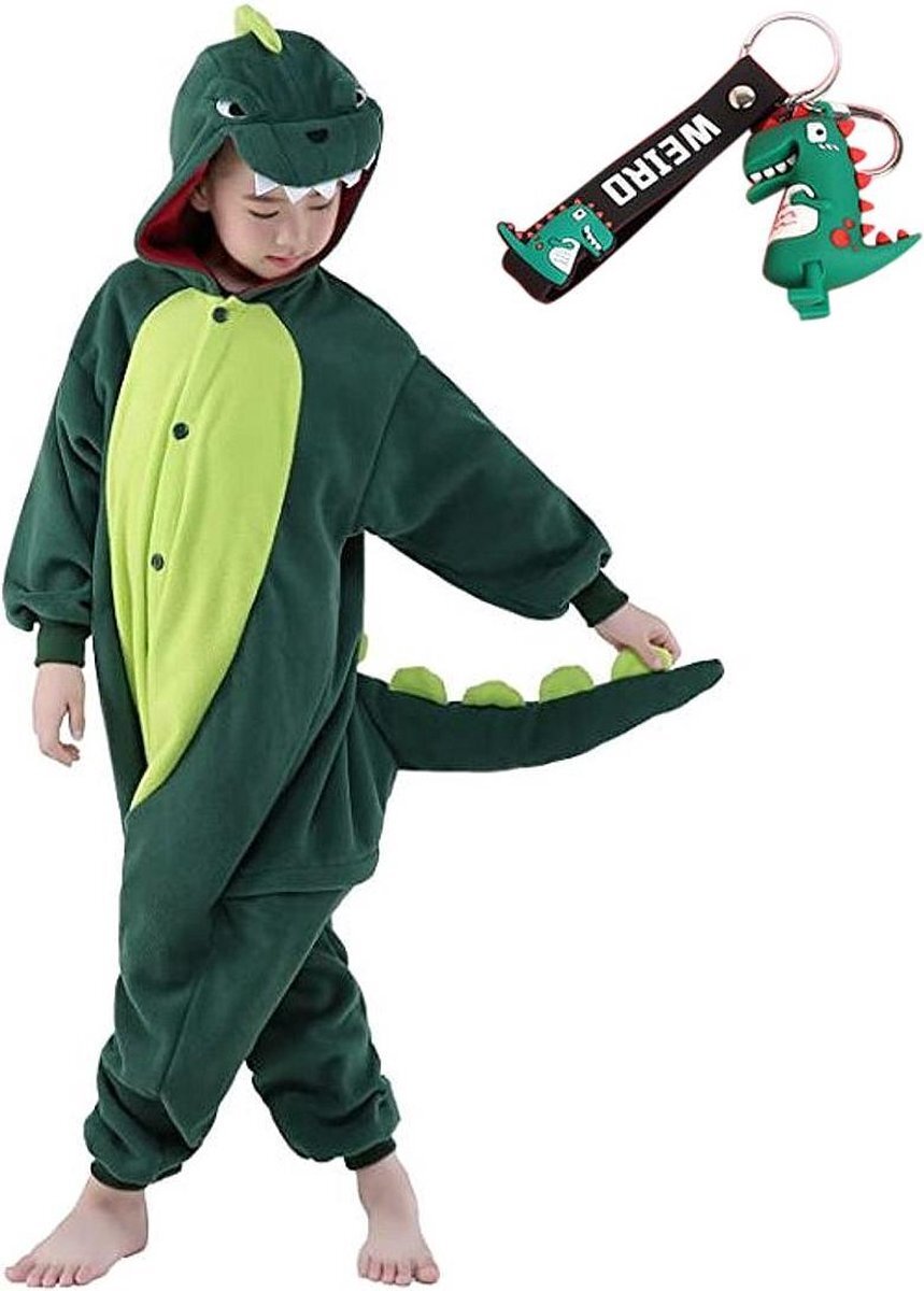 Spaansejurk NL Onesie Draak groen huispak verkleedpak Dino kostuum kinderen - 128-134 (130) + hanger verkleedkleding