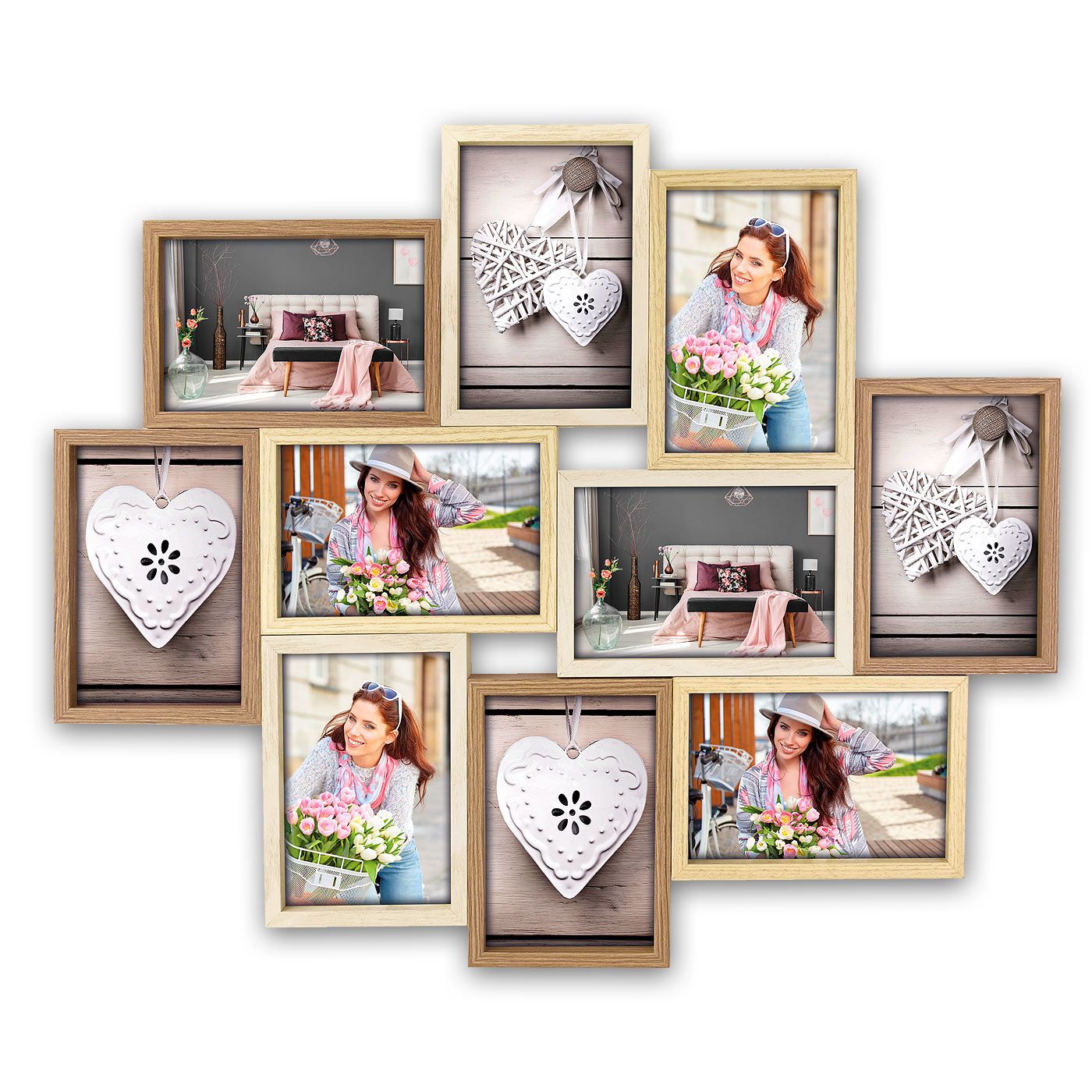 ZEP TY091 Multi Picture Frame - 10 x 15 cm - Wall Mount - Beige, Brown, White