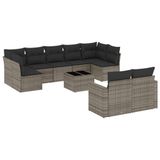 VidaXL 10-delige Loungeset met Kussens, Poly Rattan, Grijs