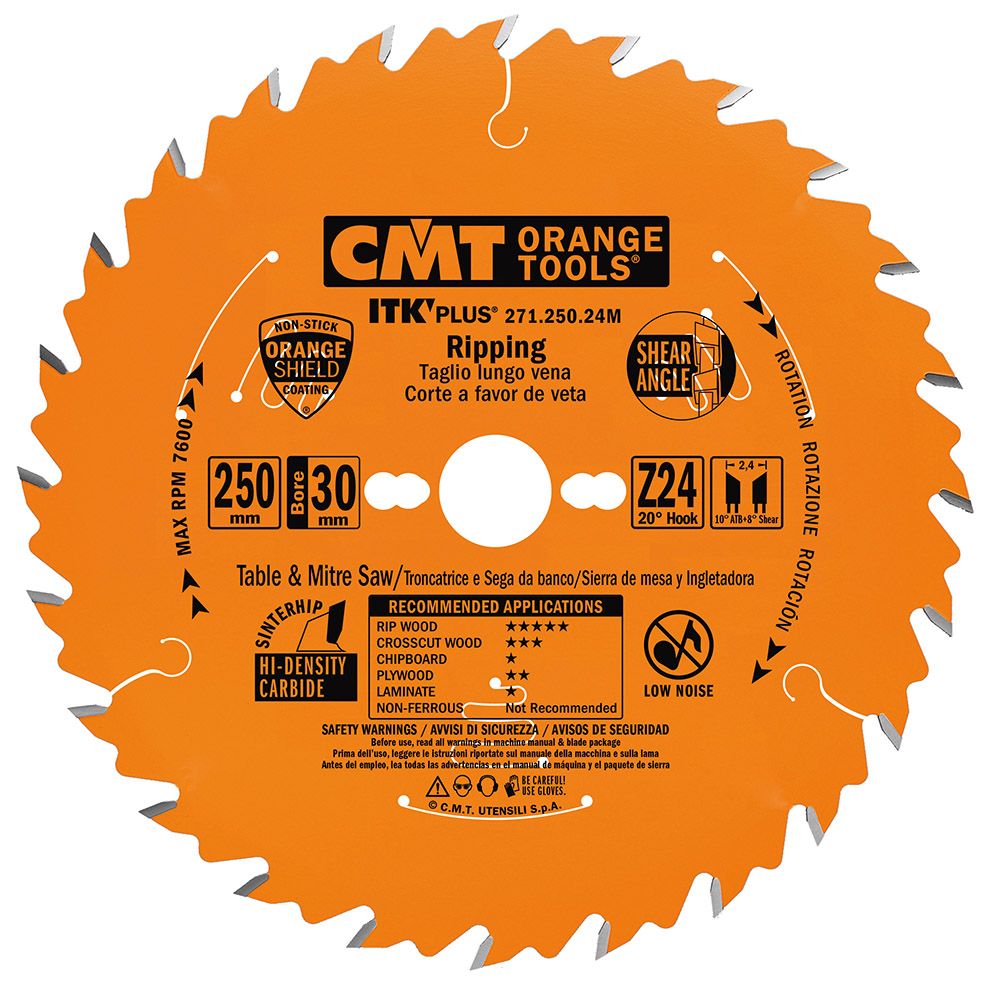 CMT 271.165.24H Ultra ITK Plus Cirkelzaagblad - 165 x 20 x 24T - Hout/Multiplex