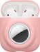 kwmobile Apple Airpods 1 & 2 hoesje - Oortjes cover met AirTag houder - Silicone - oudroze