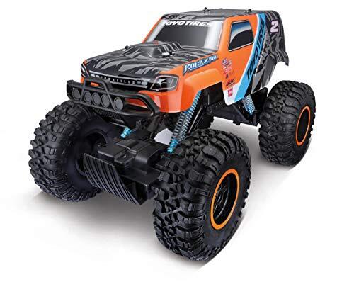 maisto Tech R/C Rock Zilla 2: Op afstand bestuurde auto in monstertruck-uitvoering, 2,4 GHz met Pro Style-afstandsbediening, USB-accu, met vierwielaandrijving, 41 cm, oranje (581340)