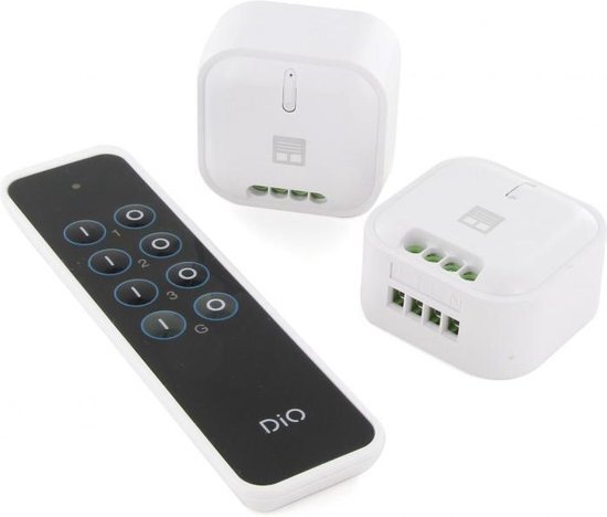 DiO Connected Home DiO 2 Draadloze Inbouw Rolluikschakelaars en DiO Afstandsbediening met 3 kanalen – Voor DiO 1.0. (433,92Mhz)