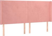 vidaXL Hoofdbord - 183x16x118/128 cm - Fluweel - Roze