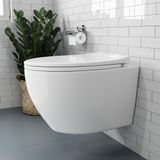 HOROW Wandtoilet met diepe spoeling, randloos - 360° Superspin spoeling met één gat, wandtoilet met afneembare softclose toiletbril