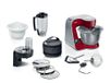 Bosch Keukenmachine serie 4, geïntegreerde weegschaal, roestvrij stalen kom 3,9 l, mixer 1,25 l, kunststof kom, vaatwasmachinebestendig, 3x roerelementen, doorslijpmachine, 1000 W, donkerrood