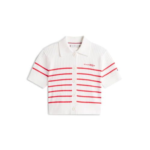 Tommy Hilfiger gestreepte polo gebreid rood