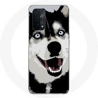 Maniacase Etui voor Oppo A54 5G Siberische Husky blauwe ogen
