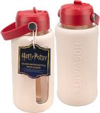 Paladone Harry Potter Glazen Waterfles met Reliëf Siliconen Sleeve, 800ml, Vaatwasserbestendig, Officieel Gelicentieerd Drinkgerei