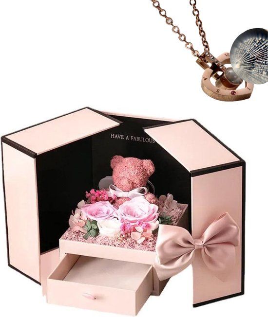 Valentijn Cadeau - Roze Ketting met 100 Talen I Love You - Cadeau voor haar