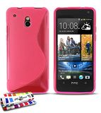 Ultraplatte MUZZANO Ultraplatte zachte beschermhoes HTC ONE MINI [Le S Premium] [roze] + stift en microvezeldoek MUZZANO® GRATIS
