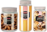 Plasticforte Voorraadpotten / weckpotten - 6x stuks - 1000 ml - 1600 ml - 2000 ml - kunststof - taupe