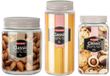 Plasticforte Voorraadpotten / weckpotten - 6x stuks - 1000 ml - 1600 ml - 2000 ml - kunststof - taupe