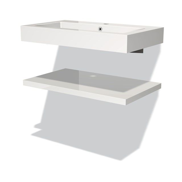 Maxaro Badkamermeubel 80 cm Modulo Hoogglans Wit 1 Wastafelblad Mineraalmarmer