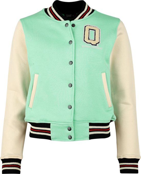 Queen Kerosin Vintage Love Dames Collegejas - beige/groen - L