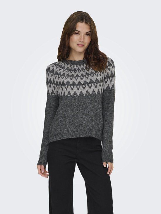 ONLY - ONLFRY LS JQ GLITTER O-NECK CC KNT - Meisjes - Gebreide truien - Dark Grey Melange