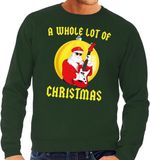 Bellatio Decorations Shoppartners Bv Foute kersttrui - sweater - A Whole Lot of Christmas - heren - groen - Kerstman Angus - met gitaar XL