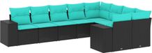 vidaXL Ensemble de banc de jardin 9 pièces avec coussins en polyrotin noir