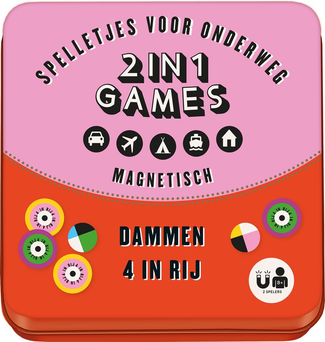 Image Books Magneet spelletjes voor onderweg 2 in 1 - Dammen en 4 op een rij