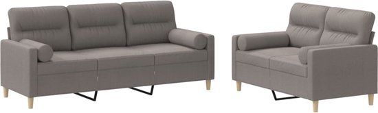 VidaXL 2-delige Loungeset met kussens stof taupe