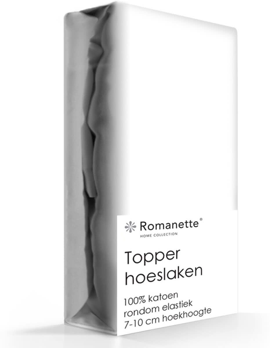 Romanette Topper Hoeslaken Wit Katoen 90 x 220 cm
