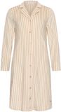 Pastunette - Nachthemd - Softness - Doorknoop - Velours Fleece - Beige/Wit - Gestreept - Maat 46
