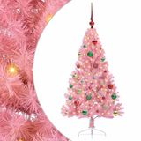 vidaXL - Kunststof - Voorverlichte - Kerstboom - met - 150 - LED - Roze - 150 - cm - PVC